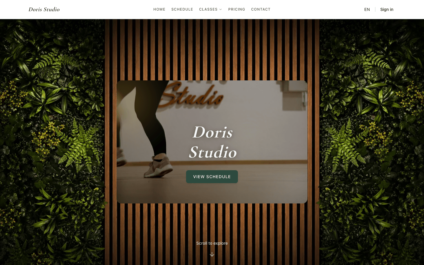 Template homepage di Doris Studio basato su Studio OS