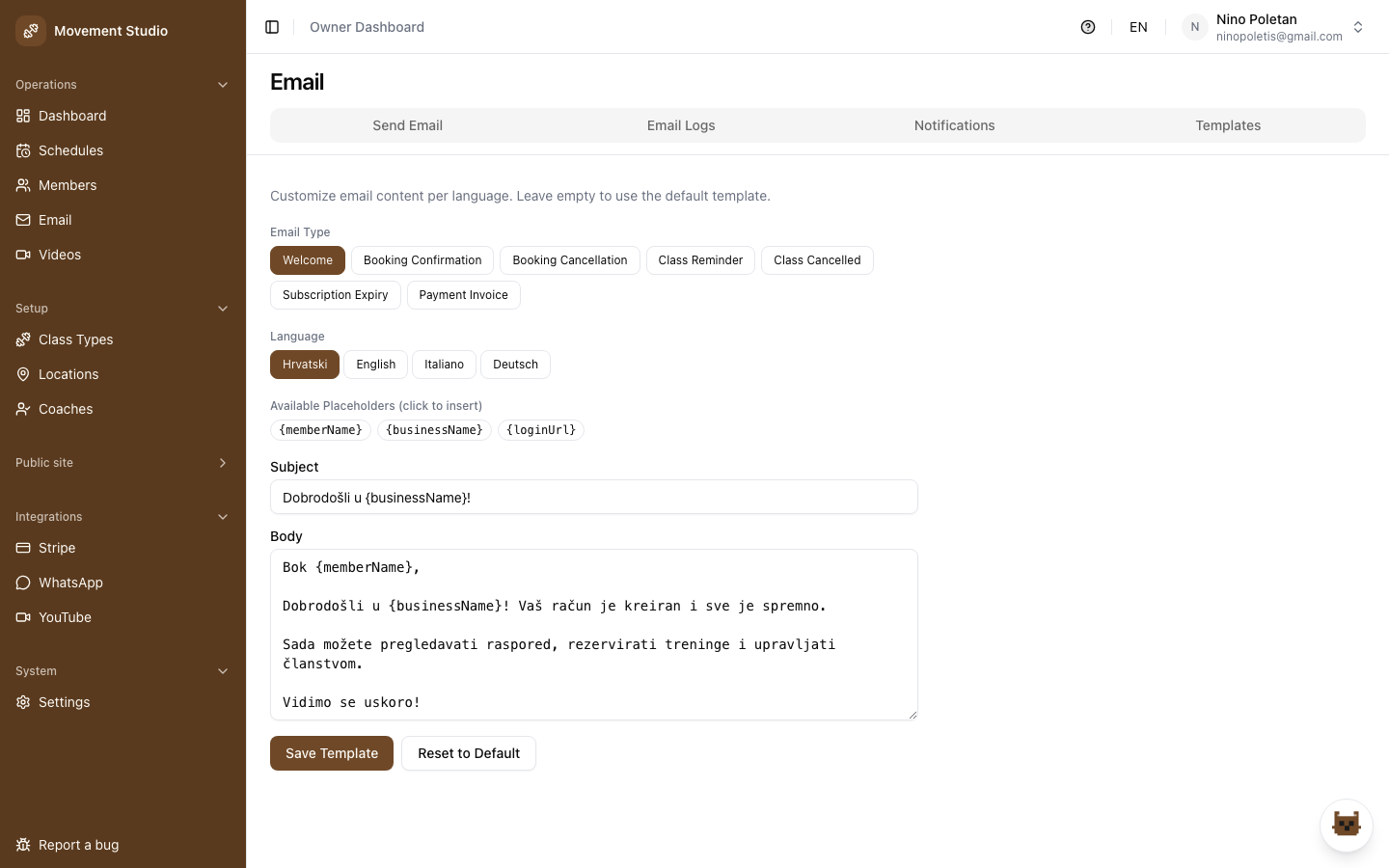 Template email automatizzati ed editor di massa